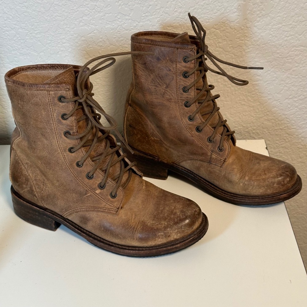 Freebird Charlie Combat Boots Women 7 Brown Distressed Leather Lace Up Ankle